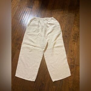 Flax Linen oatmeal/beige color wide leg pants SZ M